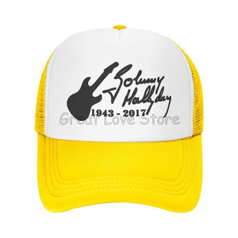 Johnny Hallyday Mesh Baseball Cap French Rock Legend Breathable Trucker Hat Unisex Travel Adjustable Hat Sunscreen Baseball Cap