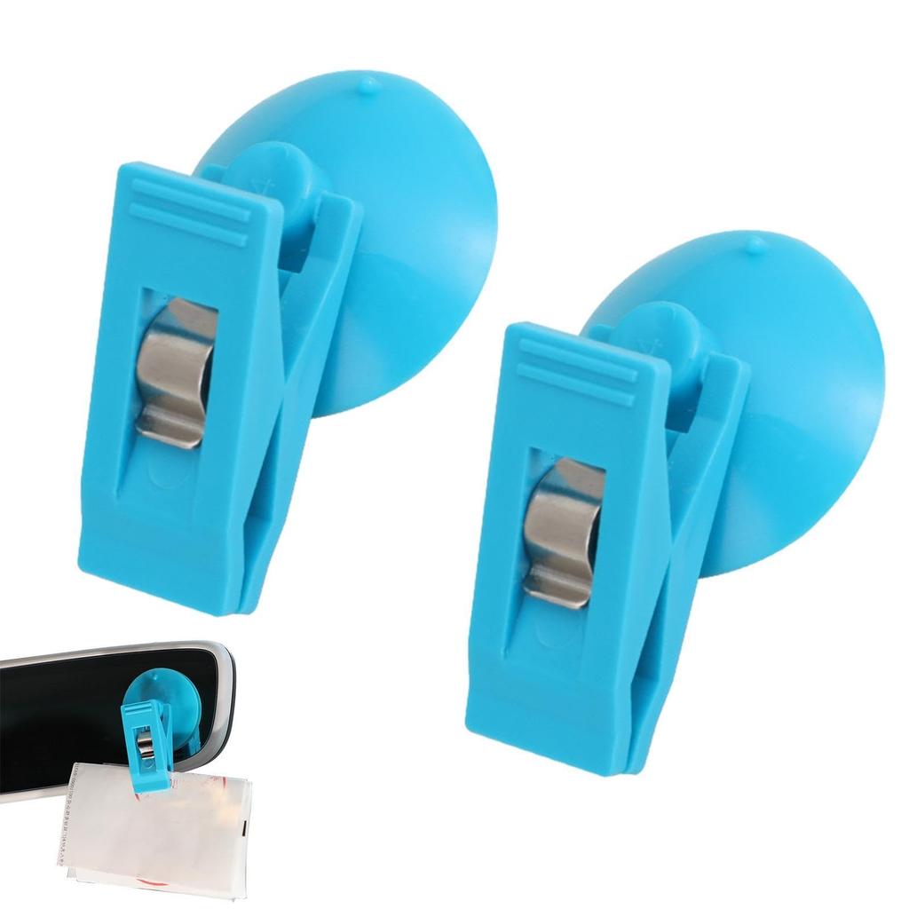Car Window Suction Cup Clip - 2 Ticket Card Holding Hooks, Removable Vehicle Multipurpose