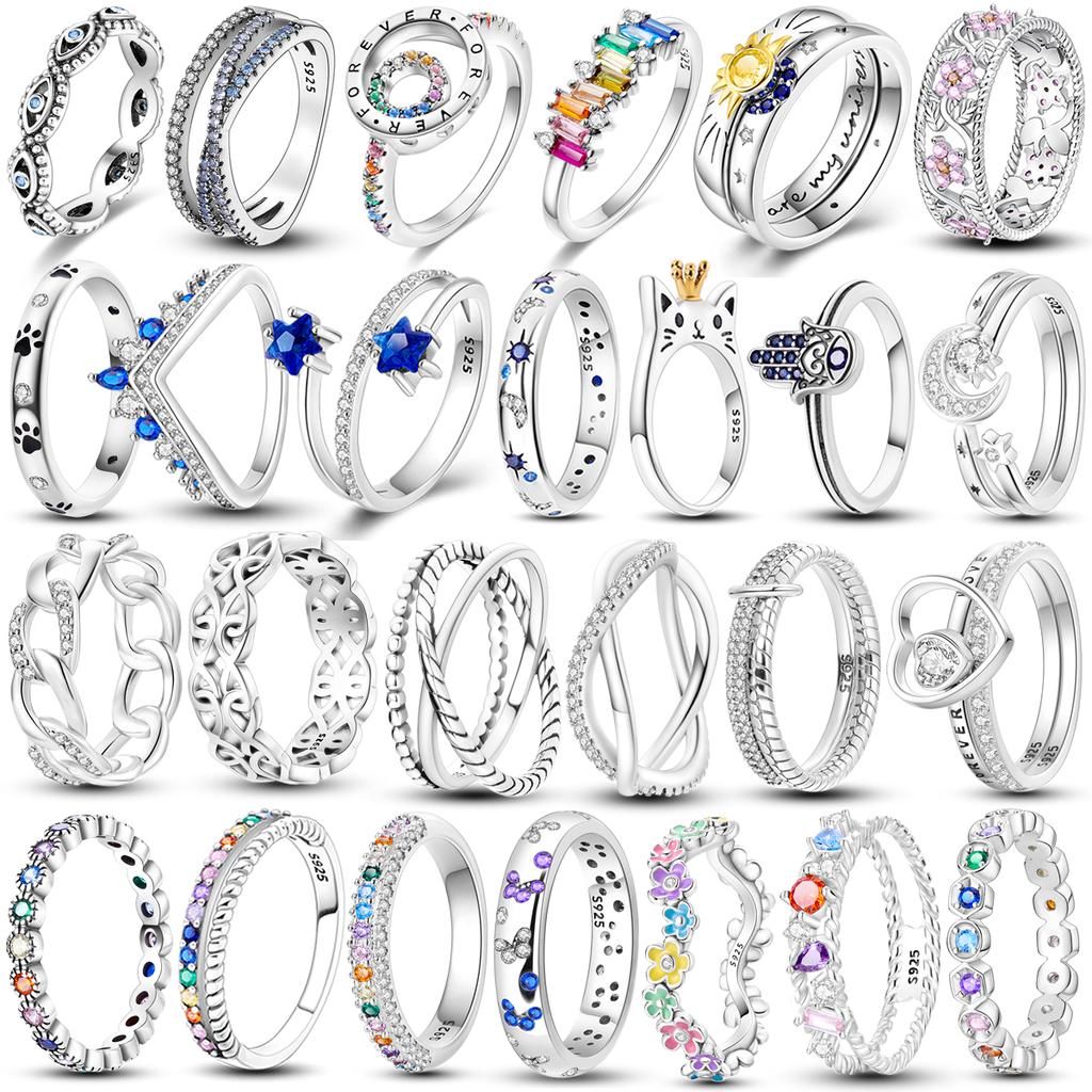 925 Sterling Silver Rings Sparking Colorful Zirconium Ring Popular LOVE Wedding Rings for Women Engagement Jewelry Anniversary