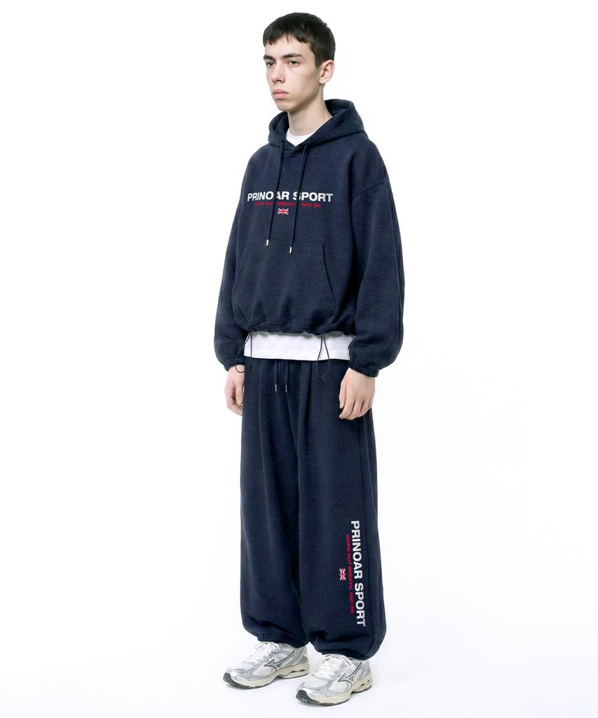 PRINOAR Sports String Single-Pleat Wide Pants - Navy