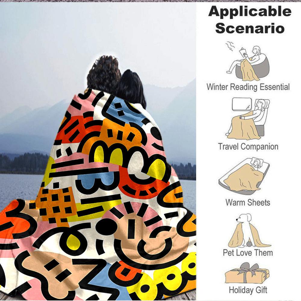 1pc Abstract Art Blanket Warm, Cozy, And Soft, Suitable for Sofas, Beds, Cars, And Office Use.Perfect for Camping And Travel, Making It a Great Gift F