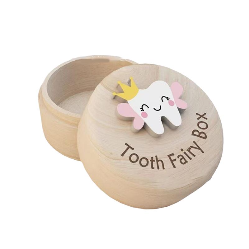 1 Stück Haltbare Sammlungszähne Hohe Qualität Babyzahnbox Geschenke Aufbewahren Holz Milchzahn-Organizer Mit Deckel