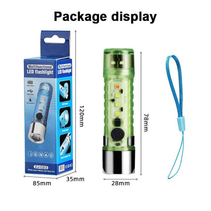 USB Rechargeable Flashlight Portable EDC Pocket Flash Light 6 Modes Outdoor Hiking Camping Mini Flashlight with Tail Magnet