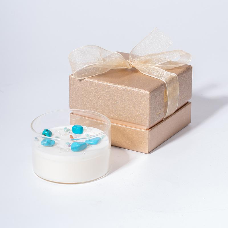 Transparent Glass High-looking Souvenir Gift Box with Long-lasting Fragrance Natural Crystal Stone Fragrance Scented Candle