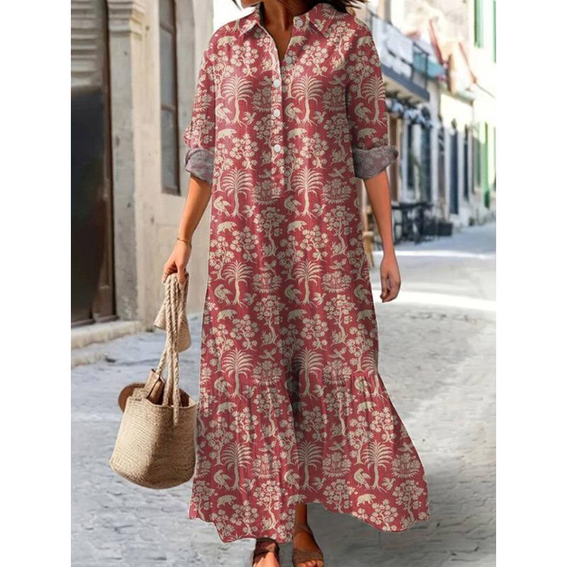 IHUASU Fashion Autumn Winter Long Sleeve POLO Neck Casual Dresses