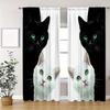 Cute Black and White Cat Pattern Print Drapes Room Darkening Window Curtains for Home Decor,Rod Pocket Blackout Curtains Bedroom