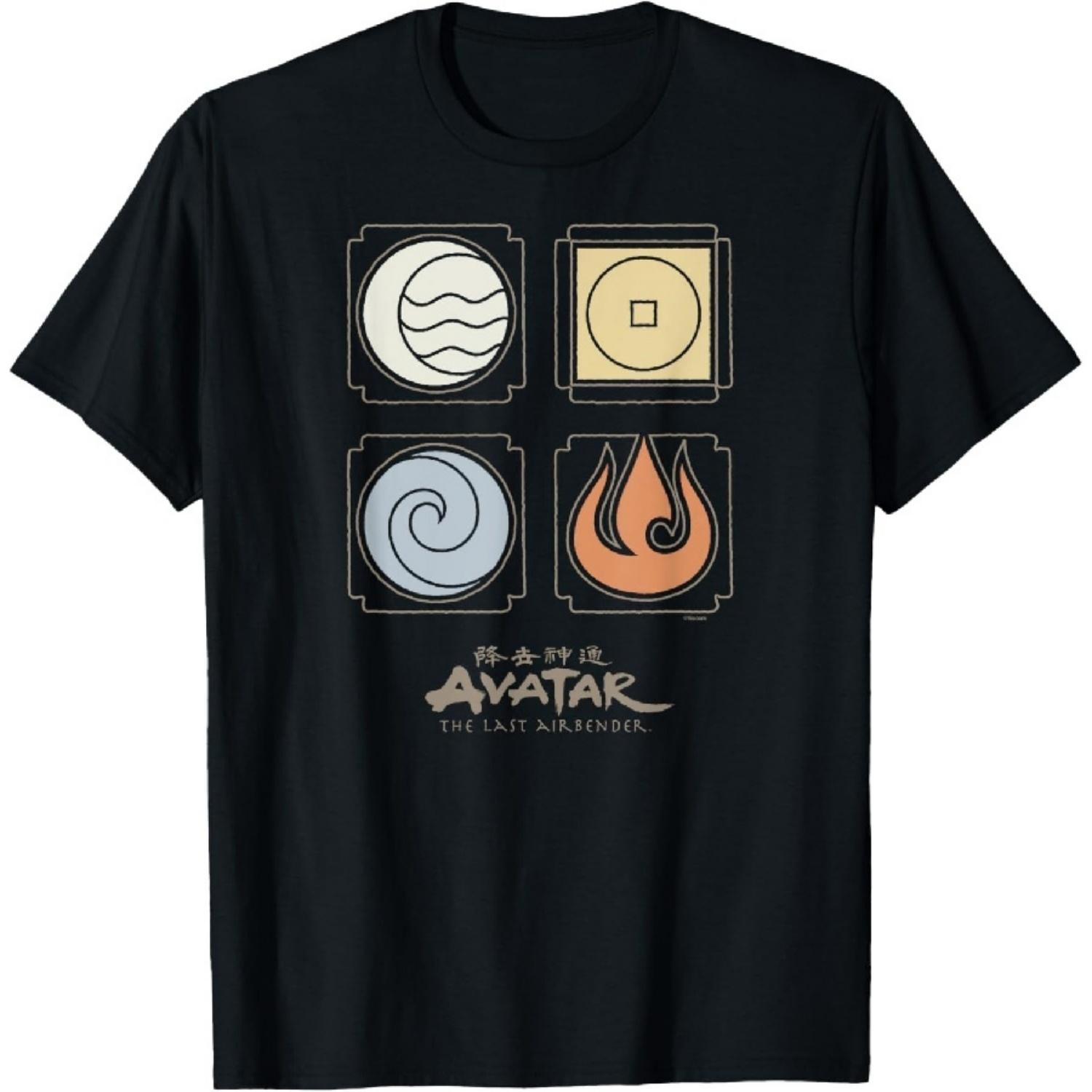 

Avatar The Last Airbender - Four Nations Symbols T-Shirt XXXXXL чорний