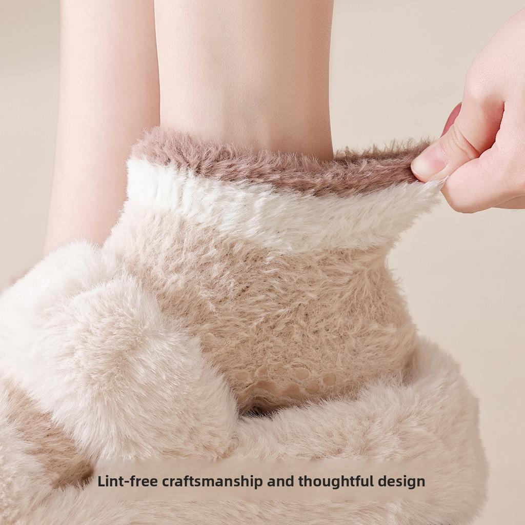 Winter and Autumn Thick and Warm Floor Socks - Synthetic Felt Short Sleeve Anti-Slip Socks In Colorful Design - Non-Fluffy and Suitable for Sleeping