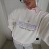 Lazy style drape simple letter print autumn/winter crew neck sweatshirt for women, long-sleeve oversized jacket