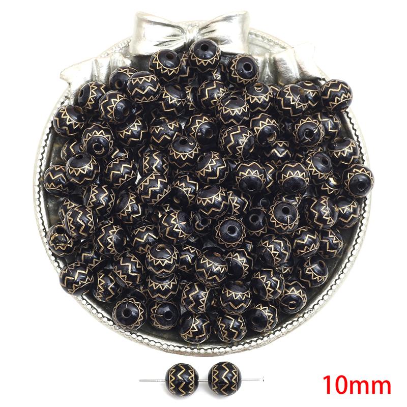 

Акрилові намистини Бароко Ретро Золоті У формі квітки Плоскі круглі намистини для виготовлення ювелірних виробів DIY Браслети Намисто 10mm 50pcs чорний