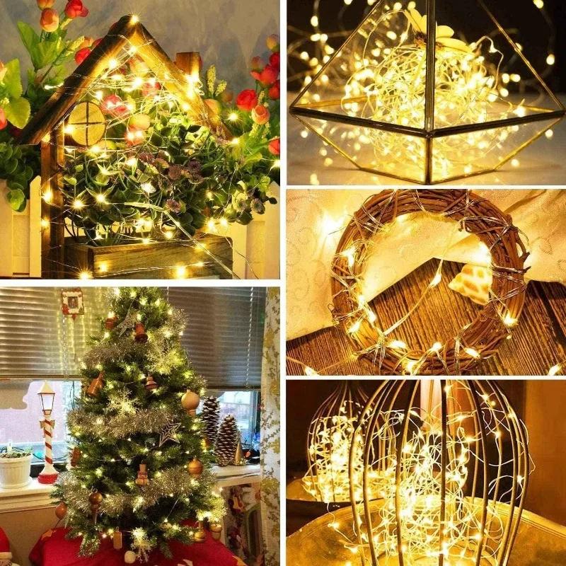 30Leds String Lights Battery Operated Copper Wire Garland Lamp Outdoor Waterproof Fairy Lighting for Xmas Wedding Party Decor