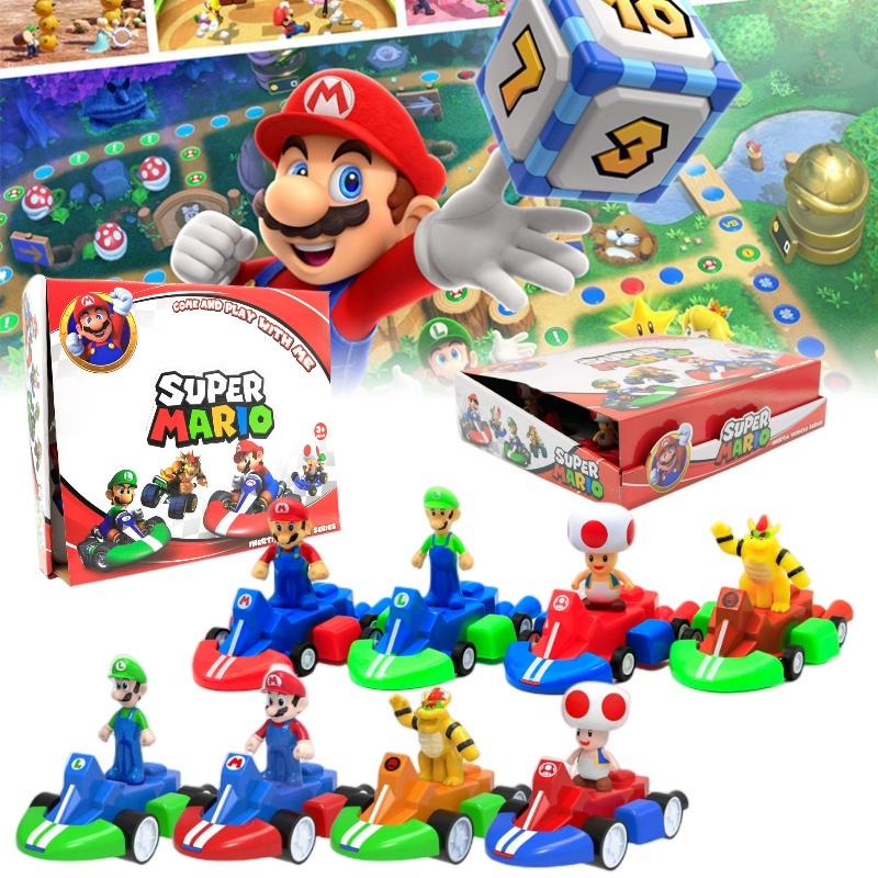 Super Mario Pull-back Kart Toy Model Display Box Interactive Racing Car For Kids