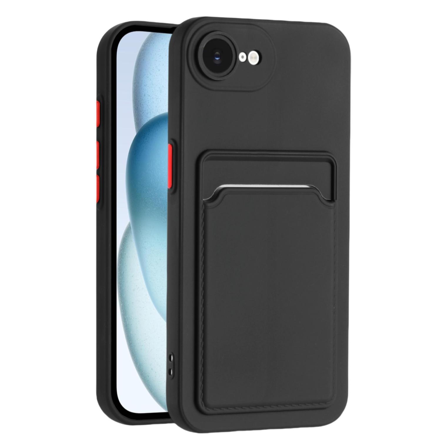 

For iPhone 16e Case Card Slot Matte Fingerprint-Free Back Cover Black