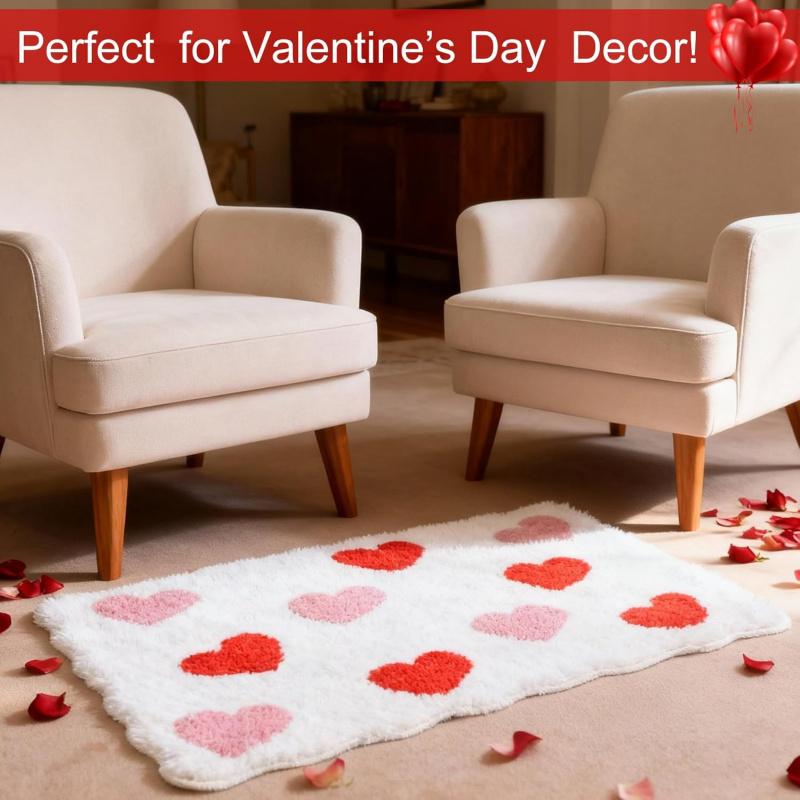 VIKAMA Ins Style Minimalist Bathroom Carpet Bathroom Shower Room Absorbent Carpet Valentine's Day Atmosphere Home Decoration