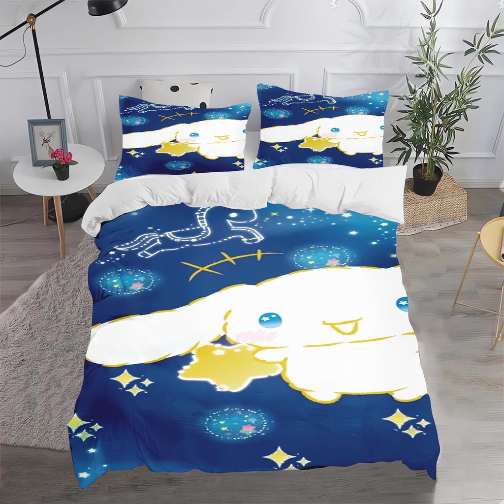 Cinnamon Dog Sanrio Twin Size Bedding Sets Duvet Cover 3-Piece Set 1 Quilt Home  Polyester Comforte Luxury Anime