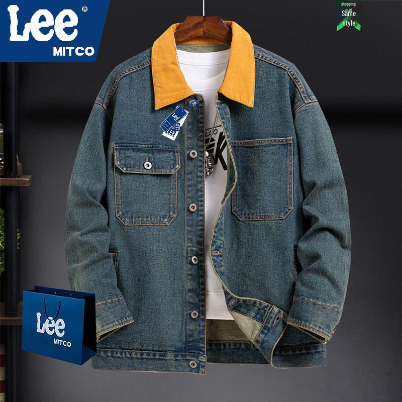 LEE 2025 Color Block Men’s Retro Denim Jacket - Loose Fit, Trendy, Slightly Wide