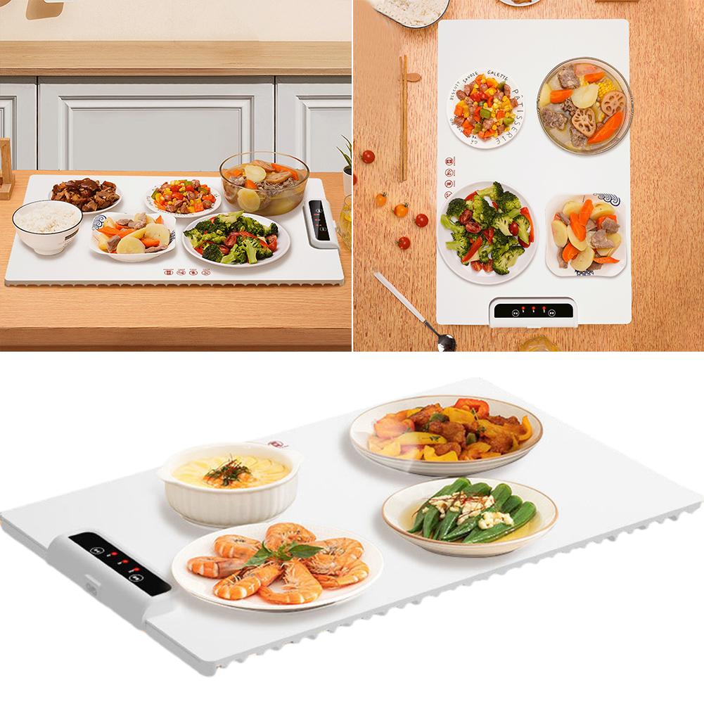 Electric Warming Tray with Adjustable Temperature Foldable Smart Warming Plate Silicone Fast Heating for Parties Family Party