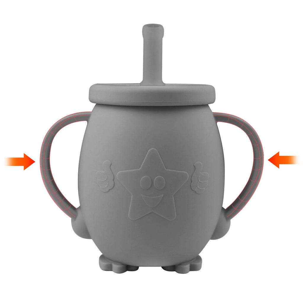Silicone Toddler Training Cup with Straw Lid, Anti-fall Design