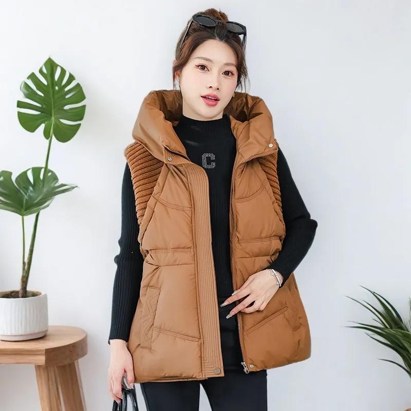 Autumn Winter Vest Women Jacket Puffer Parkas Windproof Lightweight Hooded Warm Waistcoat Female White Duck Down Down Coat Sleeveless