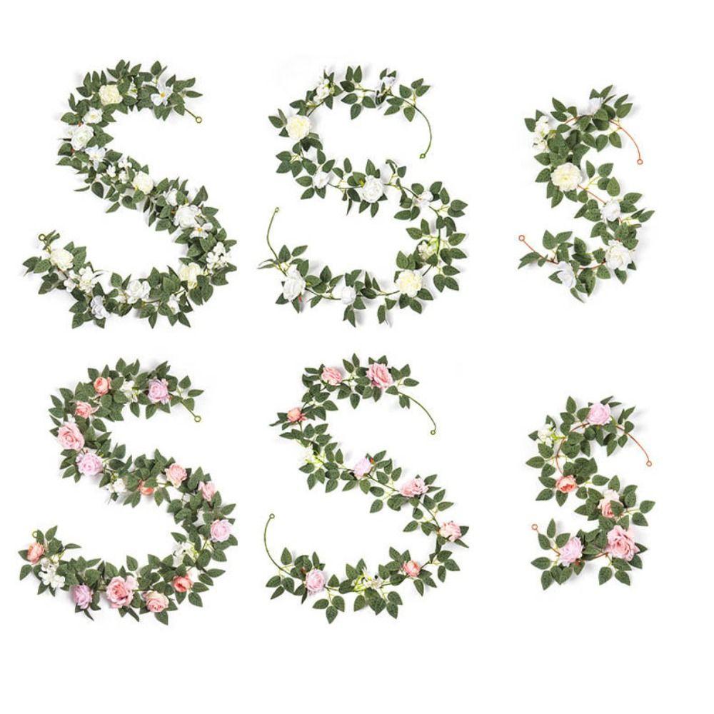 Multicolor Artificial Rose Flower Vine Silk Wall Hanging Garland Simulation Rose Leaf Vine Gift