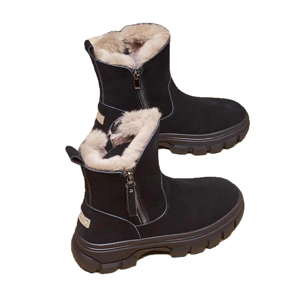 New Platform Martin Boots Women's 2025 New Large Cotton Shoes Mother Short Boots Velvet Warm Snow Boots Non-slip