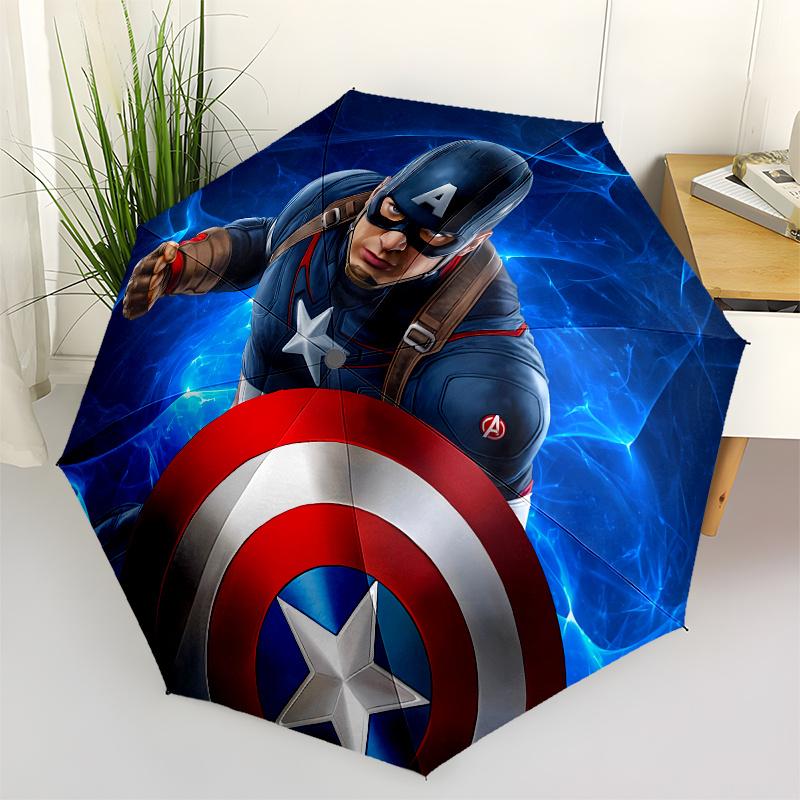 Disney Captain America,Shield,Hero High-Quality Umbrella, Eight-Rib Folding Design, Automatic Opening and Closing, Small, Stylish and Practi