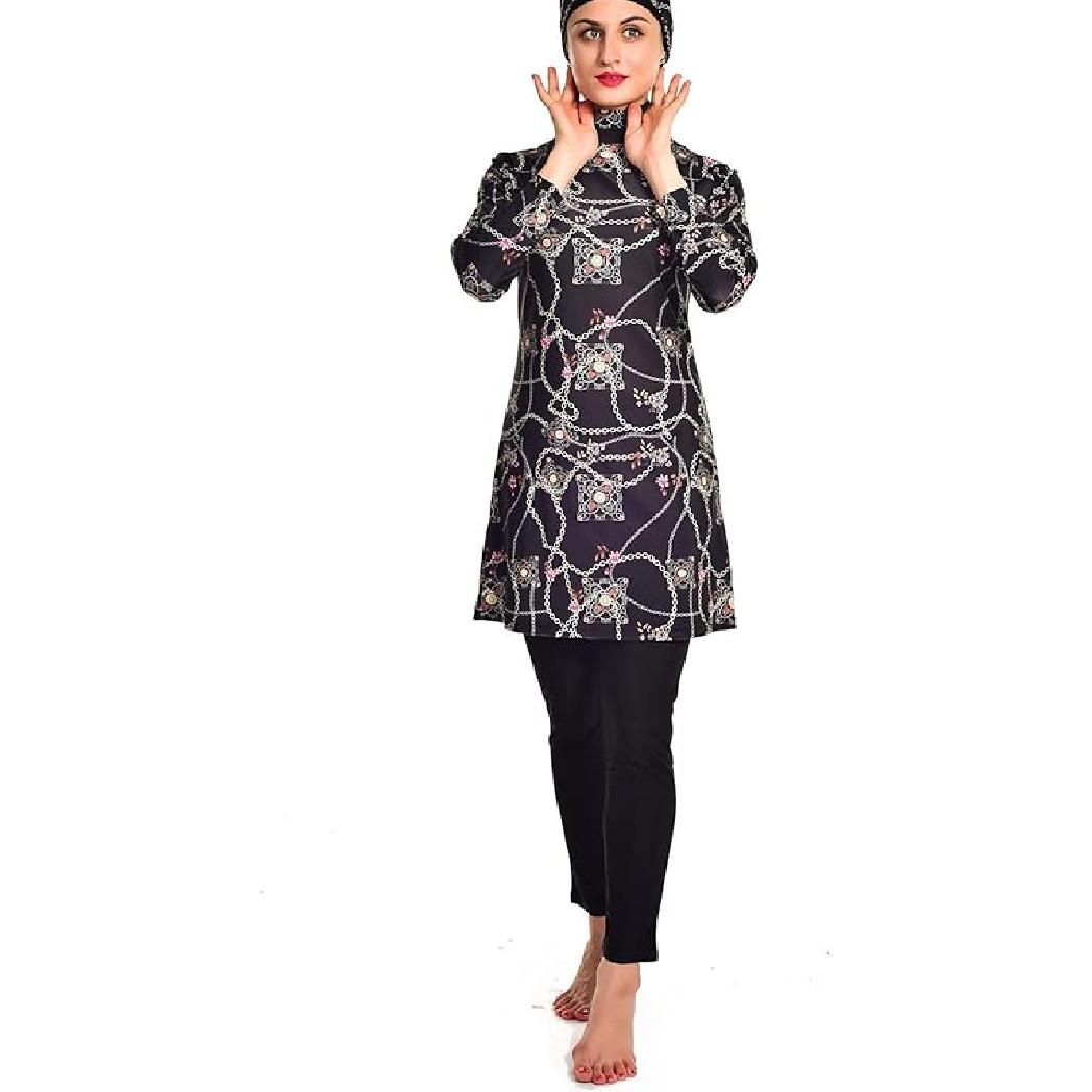 

Новый скромный мусульманский купальник из двух частей для мусульманок, купальник с полной защитой, исламский головной платок, пляжная одежда, купальник буркини (без платка) M бежевый