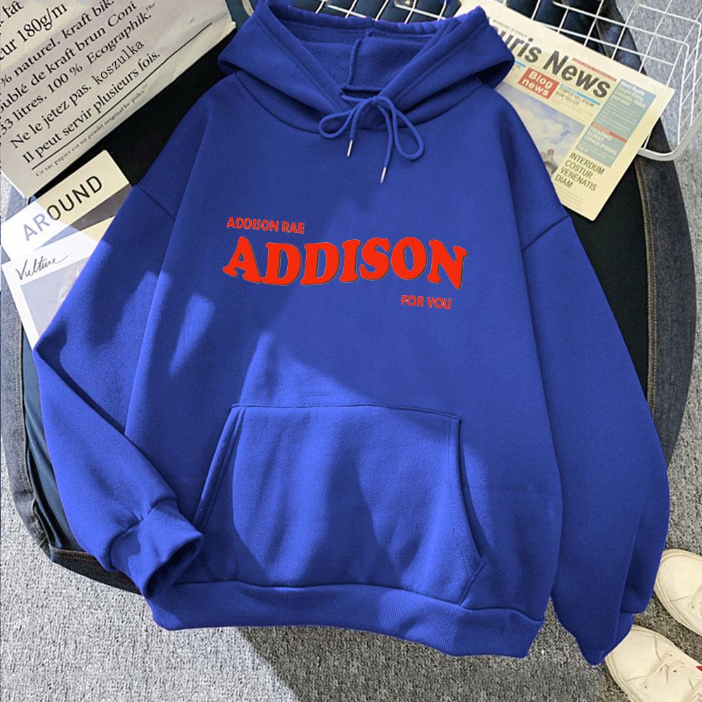 Retro Addison Rae Graphic Printing Hoodies Fleece Sweatshirts for Autumn Winter Gothic Clothes Moletom Punk Hoody