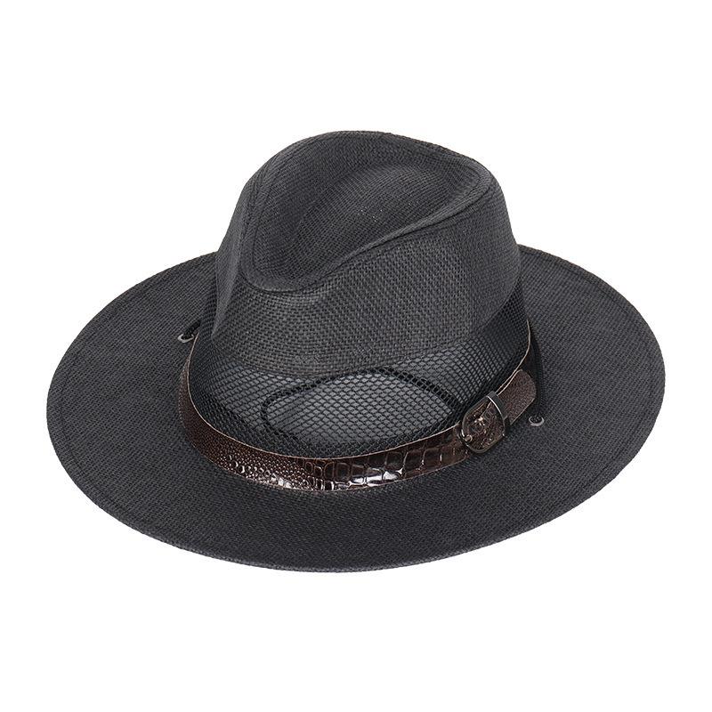 Lace-up men's top hat Breathable mesh top hat Outdoor face covering sun hat Summer retro antique top hat