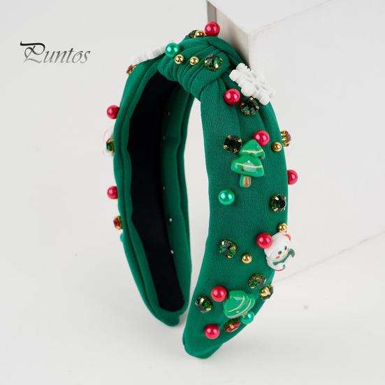 Vánoční čelenka Dámská čelenka s mini kamínky na vánoční stromeček Lehká slavnostní čelenka do vlasů pro večírky