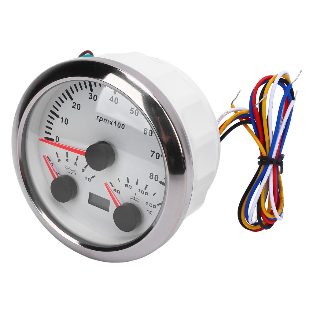 3 In 1 85mm Tachometer 8000rpm 40 To 120 Celsius Water Temp 0 To 10bar Oil Pressure 7 Color Backlight for Car Truck Boat