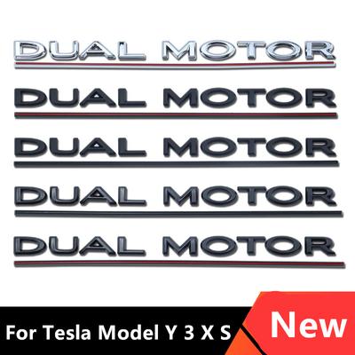 Unterstrichene Buchstaben Emblem DUAL MOTOR für Modell 3 YXS Auto-Styling Nachrüstung Hochleistungs-Kofferraum-Abzeichen-Aufkleber