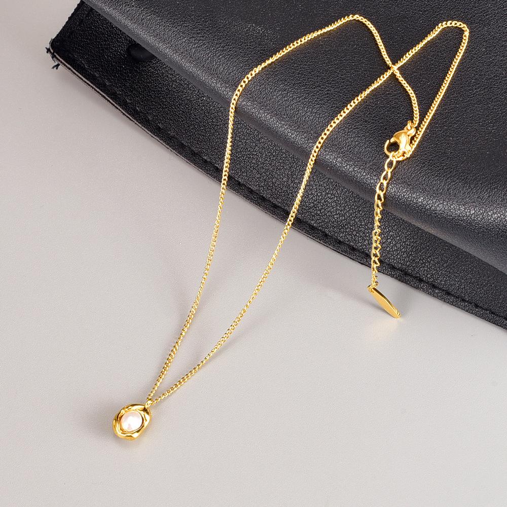 Design light luxury Erbsen Süßwasserperlen Anhänger Halskette kompakt goldene Bohne Schlüsselbein Kette