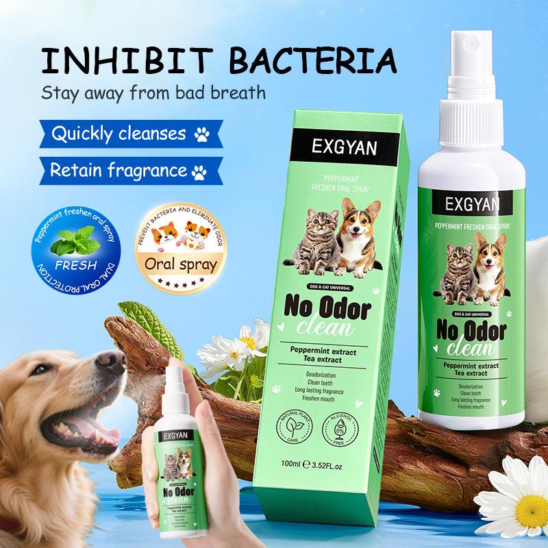 EXGYAN Mint Fresh Breath Spray for Dogs and Cats - Oral Hygiene Mouthwash