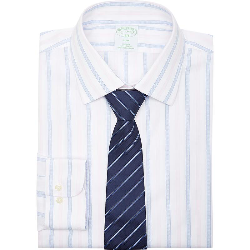 Мужская приталенная хлопковая рубашка в полоску Brooks Brothers 42 16/2