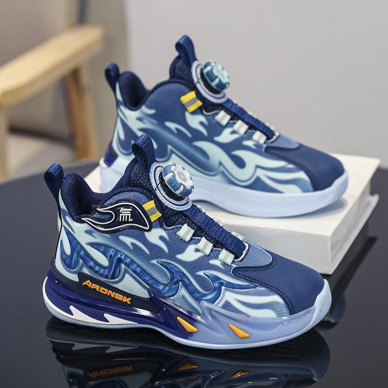 Children's shoes Boys' basketball shoes 2025 spring new leather waterproof sports shoes Medium and older boys' running shoes