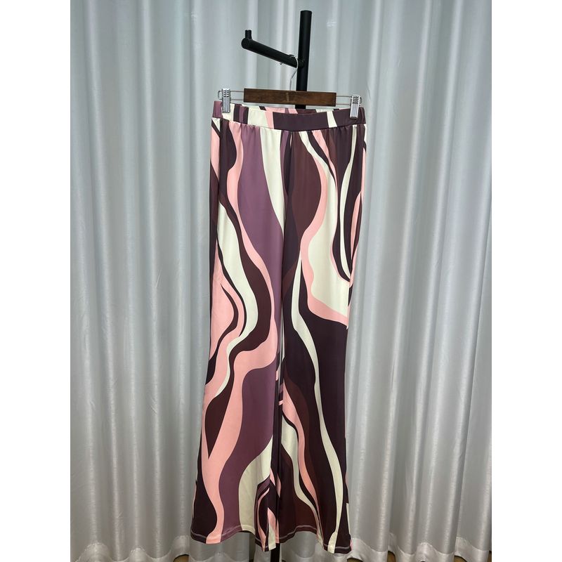 Cider Fashion Style Pop Geometric Pattern High Waist Slimming Flared Pants Mop Pants Trendy Women's Pants