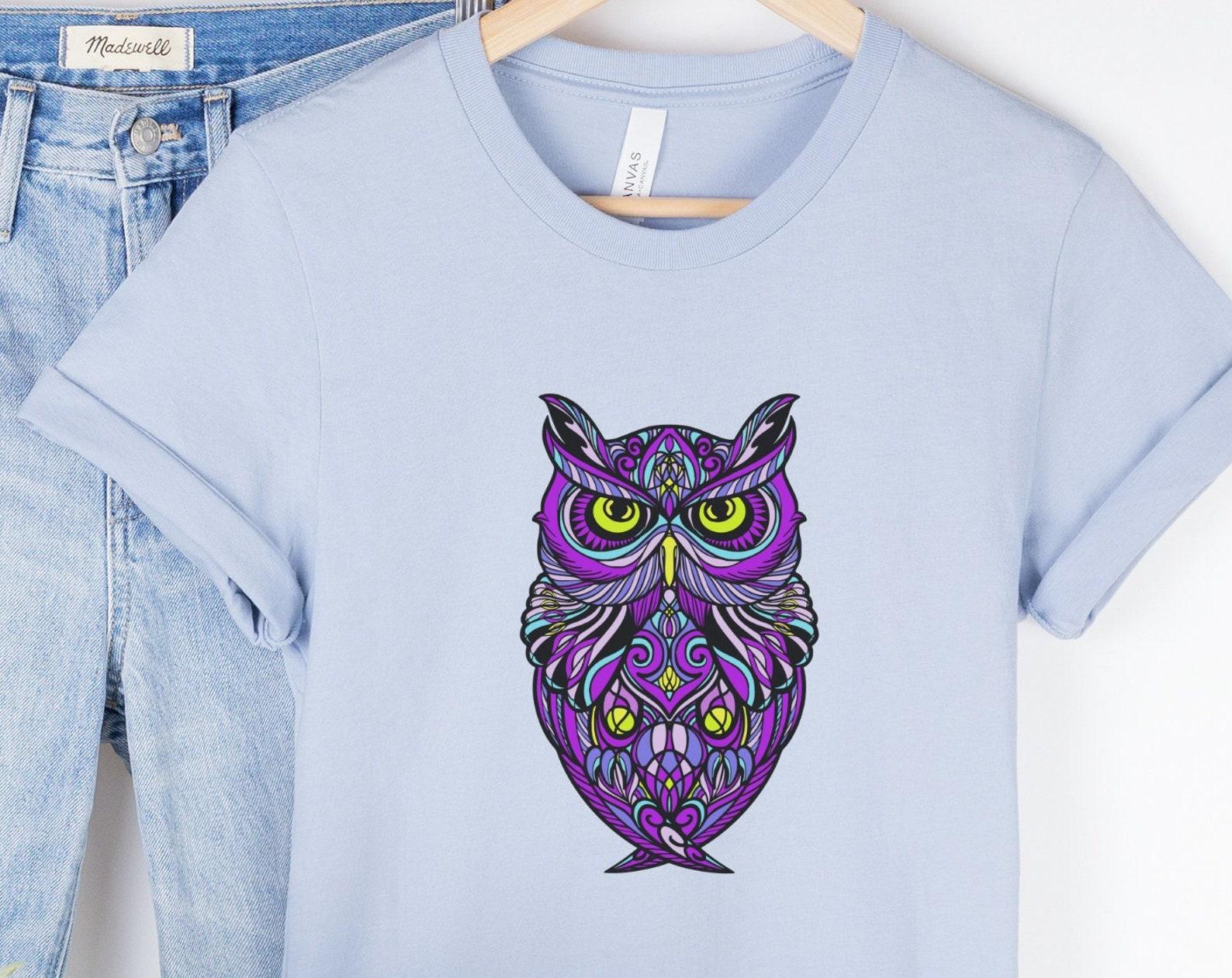 Owl Shirt Bright Fun Owl Lover Tee Cottagecore T-Shirt Graphic Bird Unisex Jersey Short Sleeve 2XL