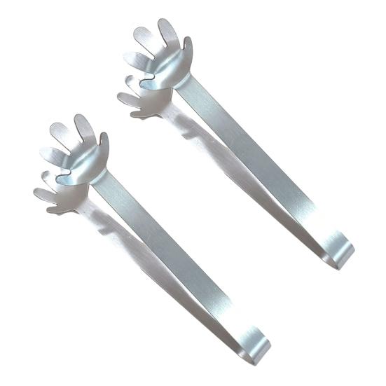 2Pcs Mini Serving Tongs Steel Ice Compact Stainless Tongs A
