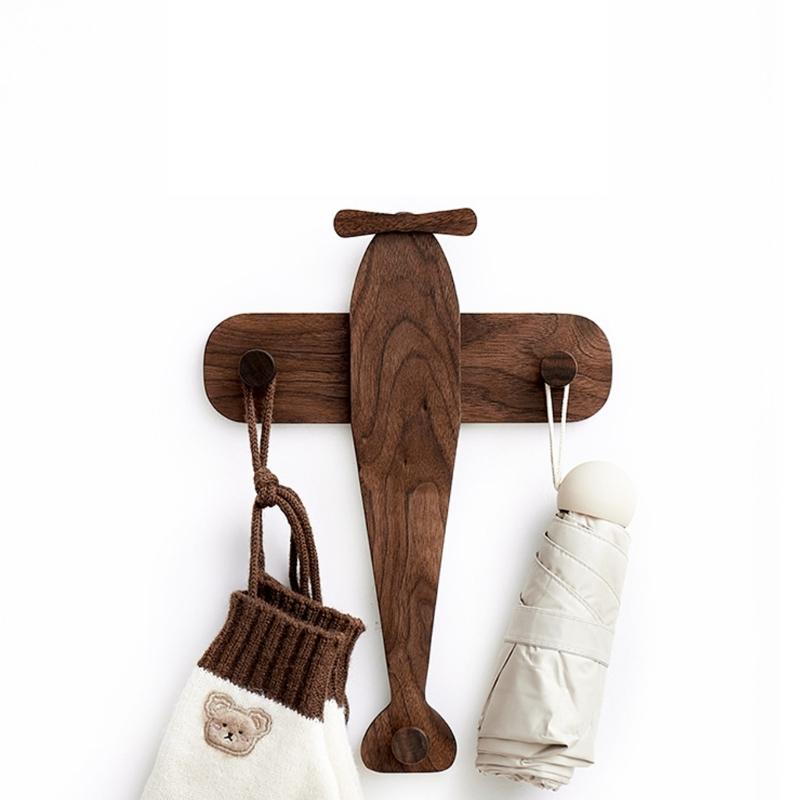 Fun Airplanes Design Solid Wood Wall Hook For Childrens Room Decorative Key Holder And Easy Installation