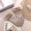 Warm Gloves for Women In Autumn and Winter Outdoor Riding Cold Proof Thickened Plush Velvet Cute Bow Develvet Touch Screen Gloves