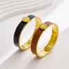 Luxury Roman Number Enamel Titanium Steel Bracelet 18K Gold Plated Waterproof Cuff Bangle Jewelry Best Gift for Women Girlfriend