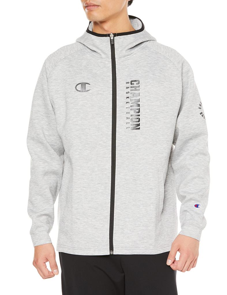 Champion Long Sleeve Stretch Techweave 3LS Zip Hooded Sweatshirt with Size One-Point Logo, C3-WB112-070-XL