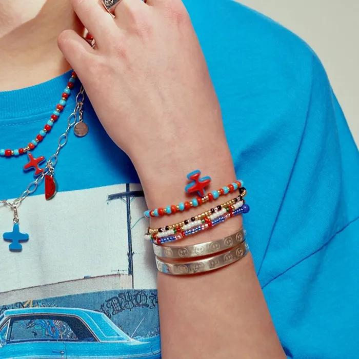 Bonbo Red Blue Airplane Bead Bracelet