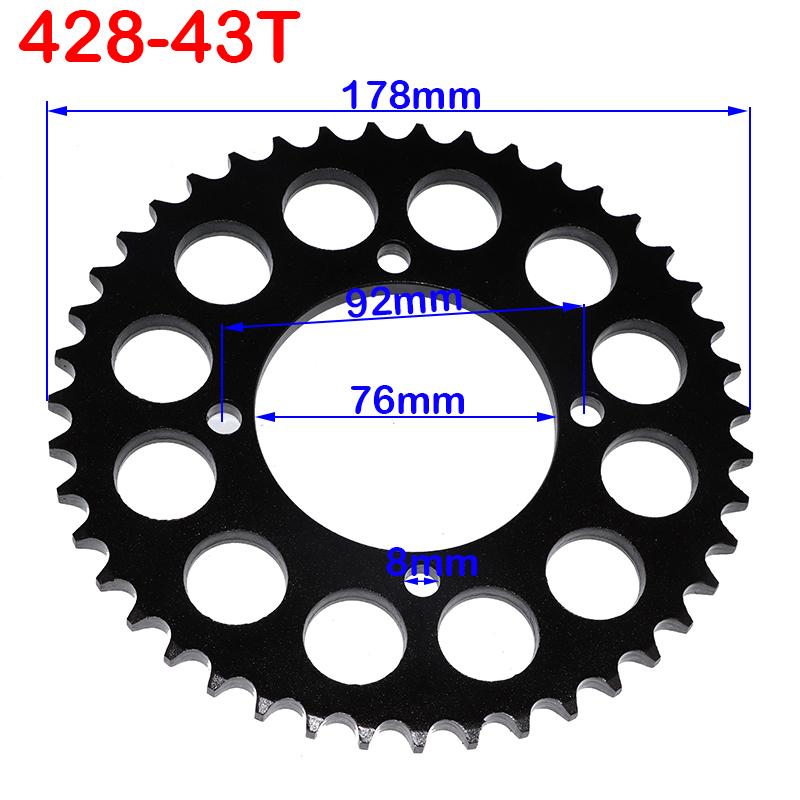428 Chains 25T/31T/32T/37T/39T/41T/42T/48T 48mm 76mm Rear Chain Sprocket for ATV Quad Pit Dirt Bike Buggy Go Kart Motorcycle