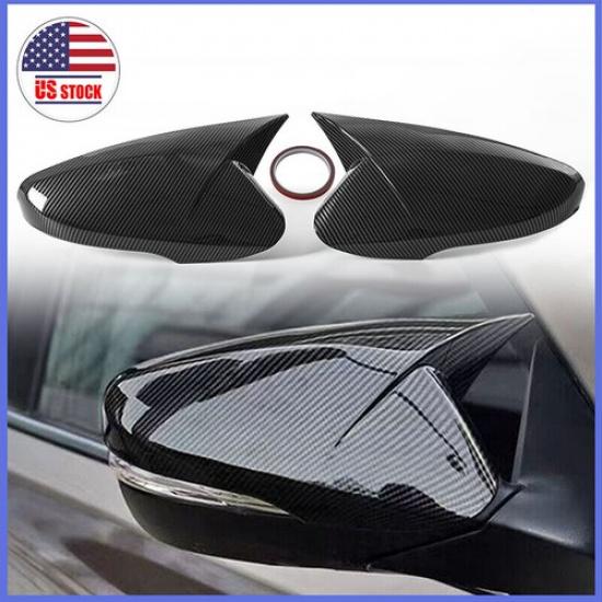 For Hyundai Veloster 12-17 OX Horn Rear View Mirror Cover Trim Carbon Fiber Look