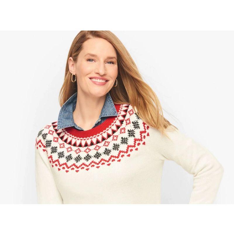 

Cotton Elastic Fall and Winter Fashion Outer and Inner Wear Anti-Aging Long Sleeves Sweater Ivory White Red Jacquard XLP