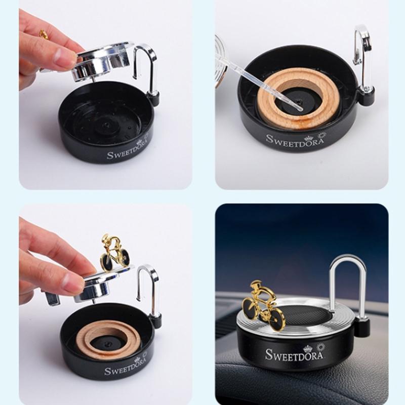 Solar Energy Rotate Figurines Essential Oil Diffuser Aromatherapy Mist Car Decor