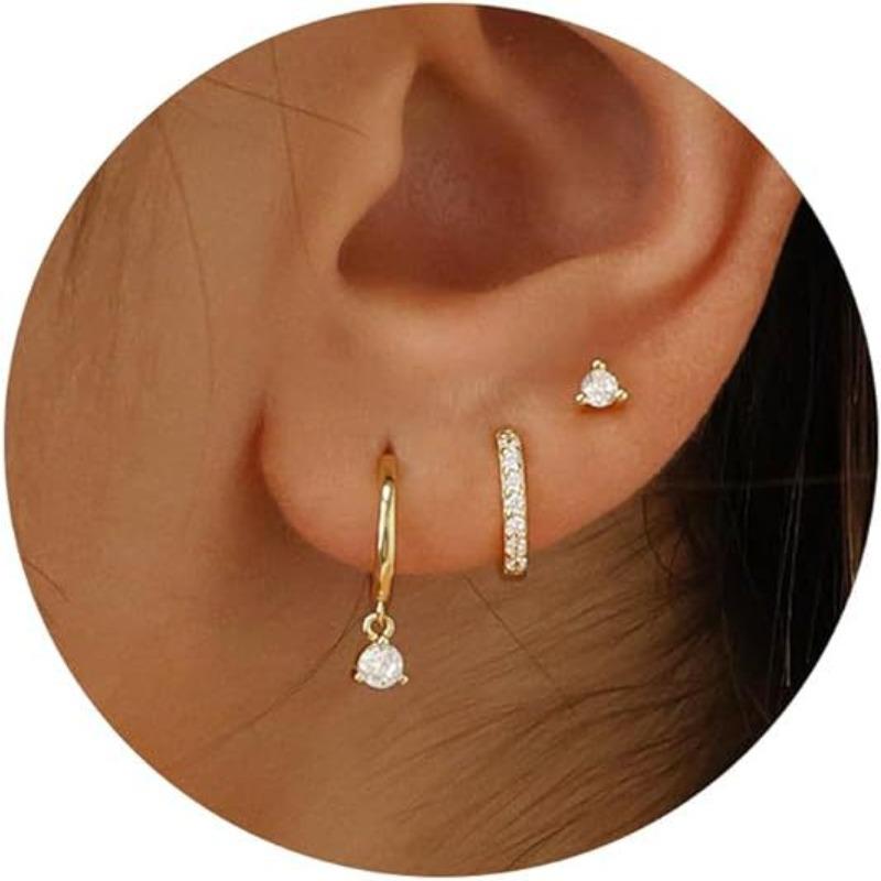 Luxury-Style New Earring Set - Copper Electroplated with Fine Set Zirconia - Fashionable Women's Round Earrings - Exquisite Ear Hooks