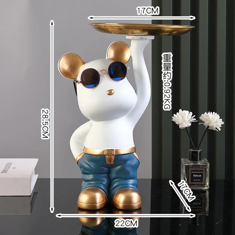 Bear Tray Bear Sculpture Piggy Bank Violent Bear Statue Resin Ornament Desktop Accessories Kids Gift Living Room Home Decor